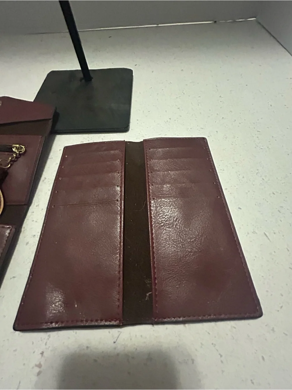 Maroon Leather Clutch Wallet and Card Holder